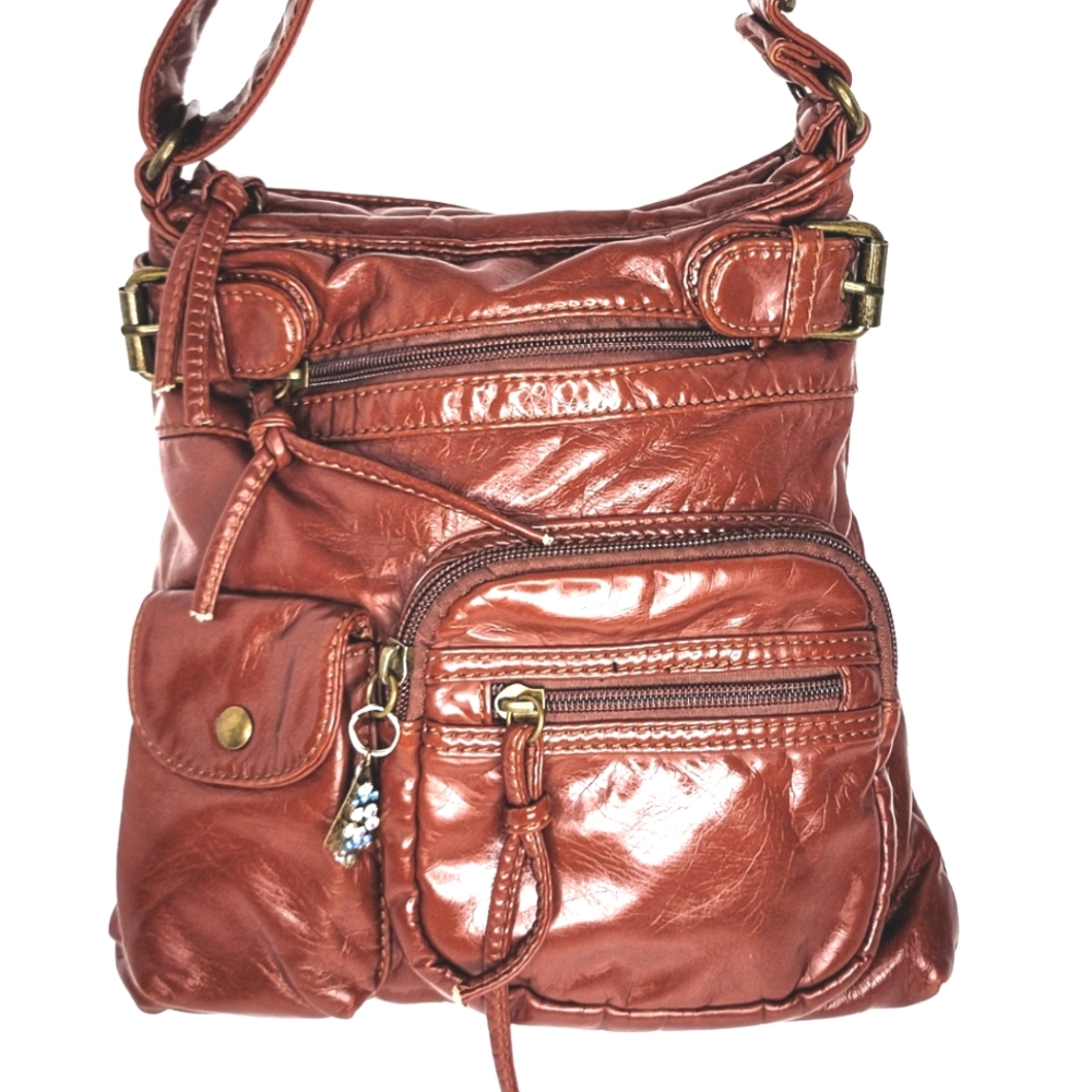 ``P25233 Scarleton Brown Cross Body Buckle Bag